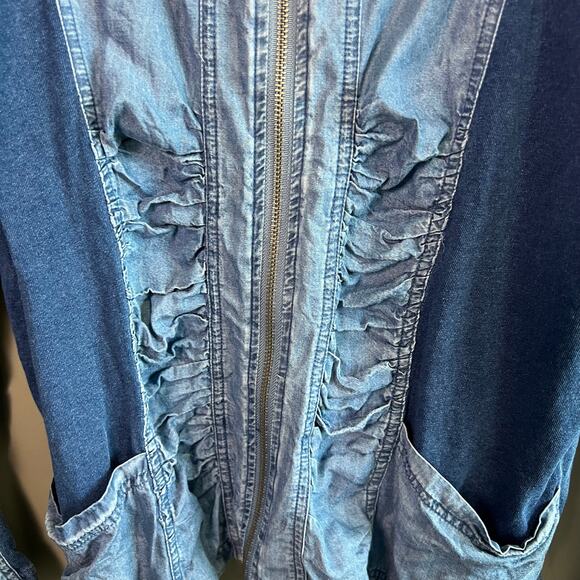 Soft Surroundings Two Toned Blue Kendra Zip Jacket L - Picture 8 of 8